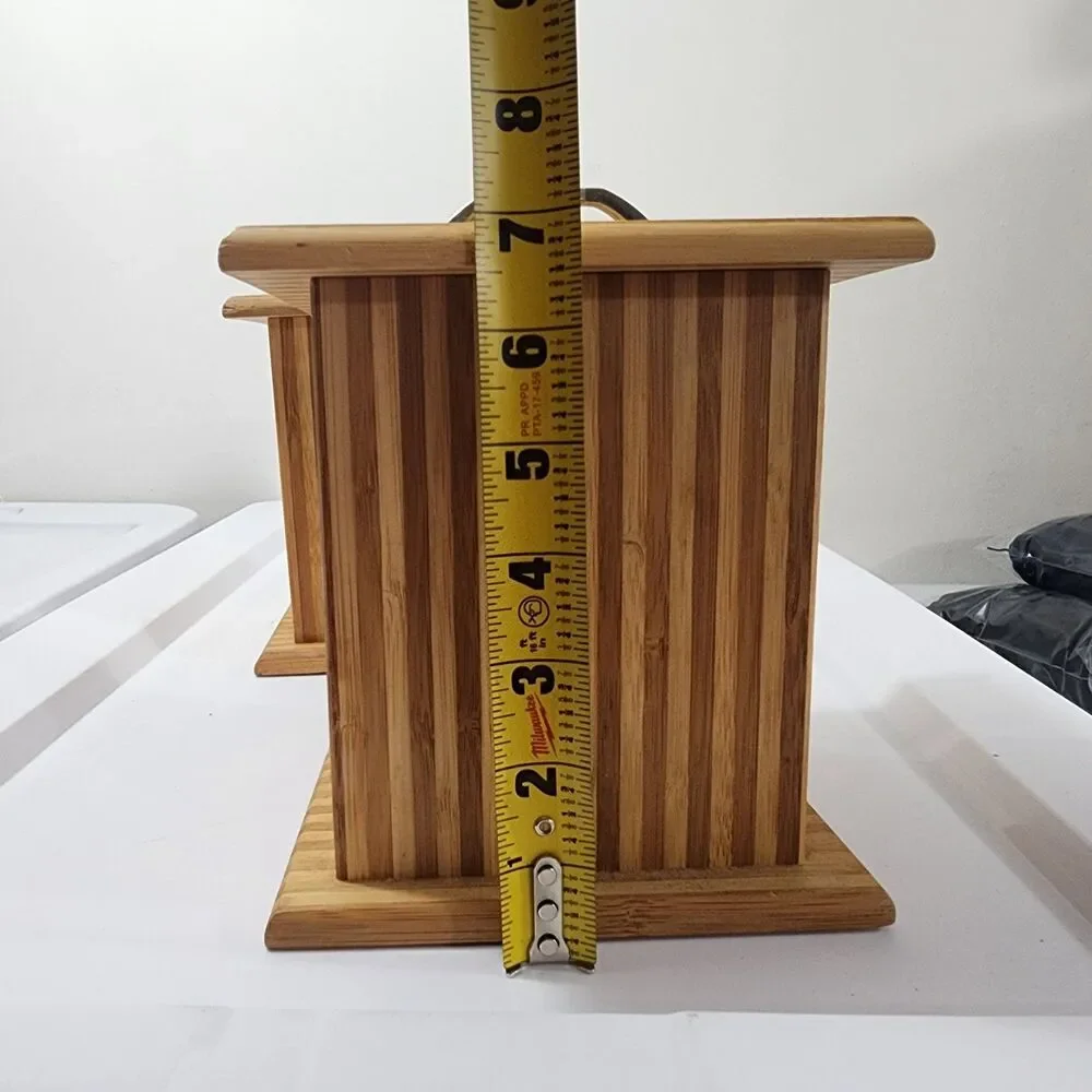 Vintage MCM Bamboo Fluted Column-style Decorative Boxes Kitchen Canisters Lid